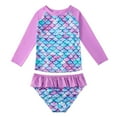 thumbnail image 2 of Aosijia Toddler Girls Swimsuits 2 Pieces Rashguard Set Long Sleeve Baby Girls Bathing Suits UPF 50+ Beach Swimwear, 2 of 9