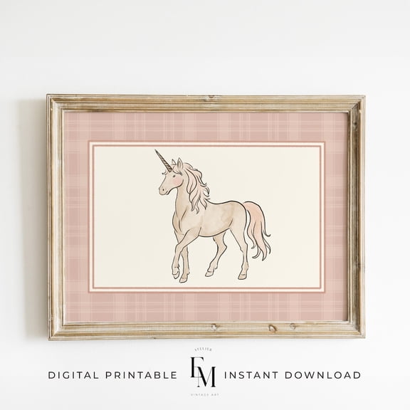 Pink Unicorn Print Girls Unicorn Print Pastel Girls Room Wall Art Print Girl Magical Nursery Decor Whimsical Animal Print Girls Nursery Art Home Decor #2420, Unframed Poster Size 8x12