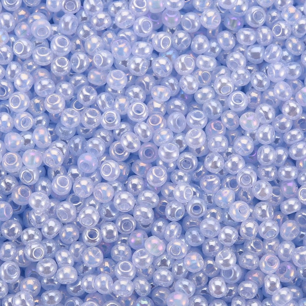 1pound 12/0 Imitation Glass Seed Beads Opaque Colours Rainbow Round Light Steel Blue 2x1.5mm Hole: 1mm about 40000pcs/Pound