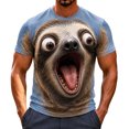 thumbnail image 2 of Men's Funny Sloth Animal Print Graphic T-Shirts 3D Novelty Short Sleeve Crewneck Casual Summer Everyday Essential Tees Comfortable Breathable Tops, 2 of 5