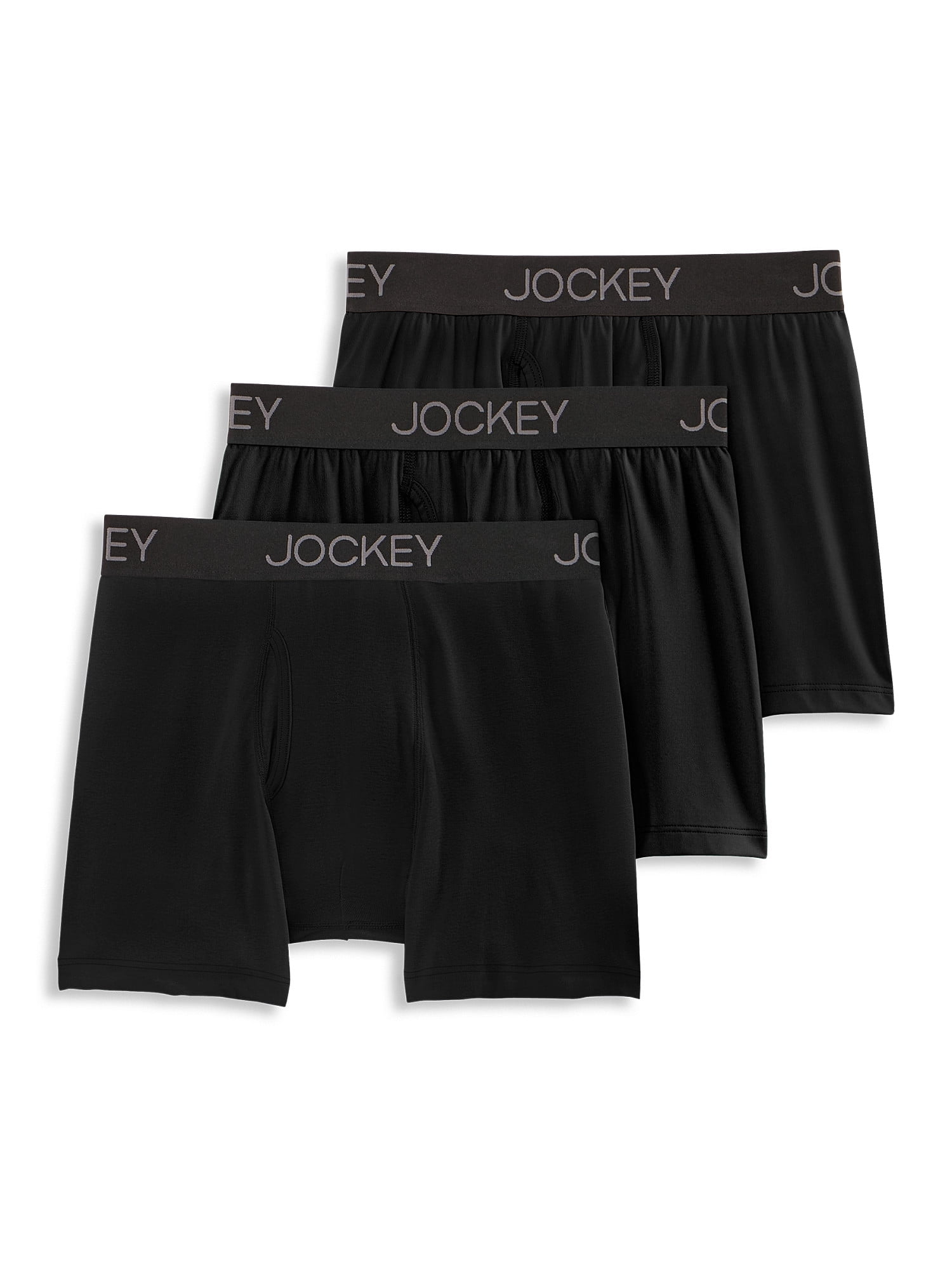 Jockey 4 Pack Active Cotton Stretch Boxer Brief With Stay BLACK 