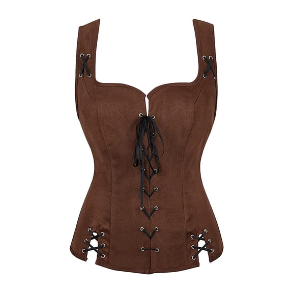 FASHOFT Corset Tops For Women Renaissance Steampunk Royal Corset Vest Lace Up Steel Boned Waist Shaping Outer Bustier Leather Corset XXXL