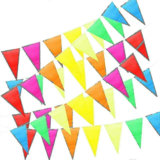 50m Multicolor Pennant, Fabric Pennant Garland, Triangle Banner, Banner Flag, Outdoor Pennant 100 Pc