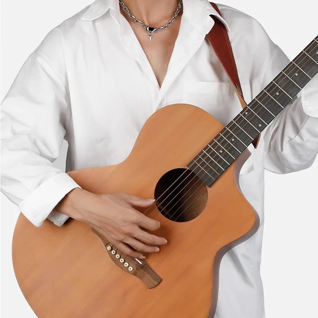 Breathable Guitar Strap PU Leather Strong Stitching Ergonomic Design Bass Shoulder Suitable for Secure Hold
