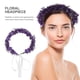 thumbnail image 2 of Corona floral halo corona de pelo boda floral tocado con cinta para mujeres niñas vacaciones en la playa boda fiesta de cumpleaños púrpura, 2 of 5