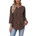 thumbnail image 3 of WIHOLL 3/4 Length Sleeve Crew Neck Button Fashion Clothing Dressy Casual Business Work Tops Summer Fall Outfits, 3 of 11