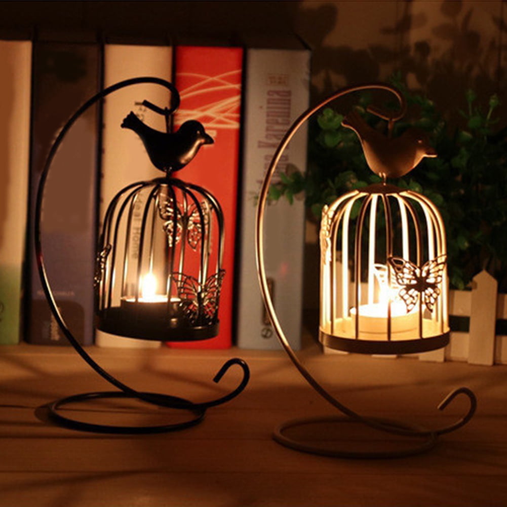 Yesbay Birdcage Style Hanging Candle Holder Stand Vintage Lantern Party