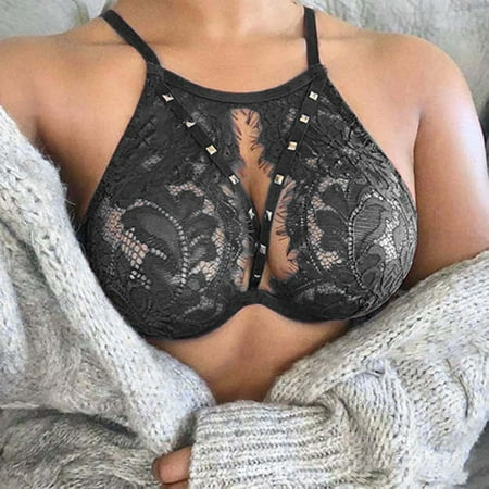 

Womens See Through Bra Top Sheer Lace Bralet Crop Tops T Shirt Blouse Tee