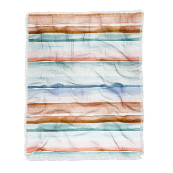 Society6 Ninola Design Relaxing Stripes Mineral Copper Woven Throw Blanket