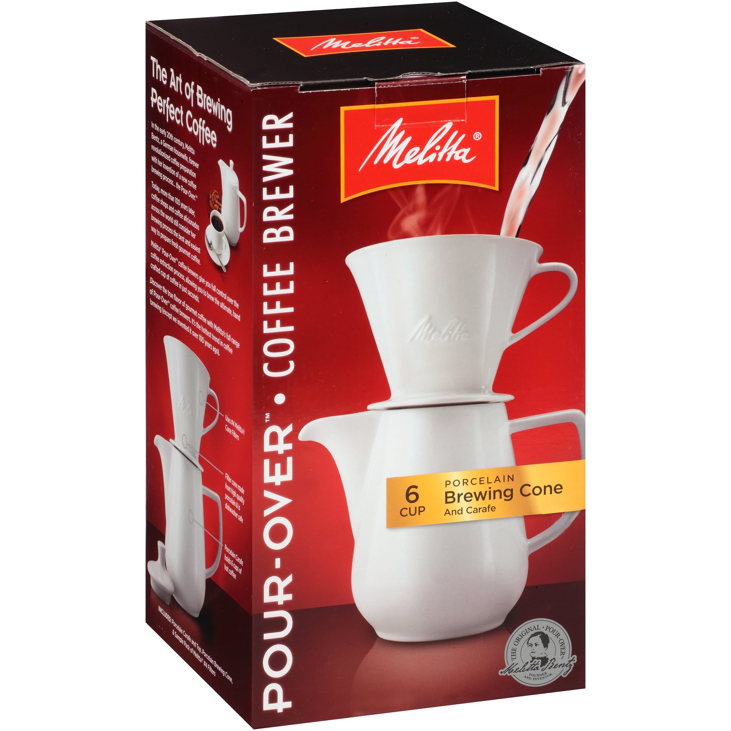 Melitta® Pour-Over? Porcelain Brewer 6 Cup Coffee Maker Box