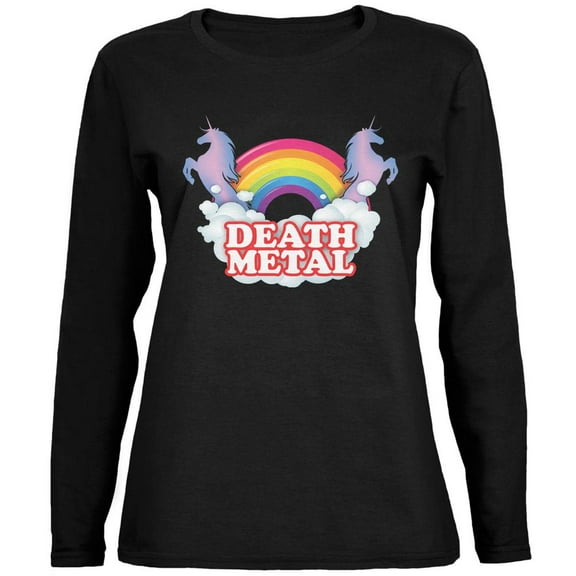 Death Metal Rainbow Black Womens Long Sleeve T-Shirt - Large
