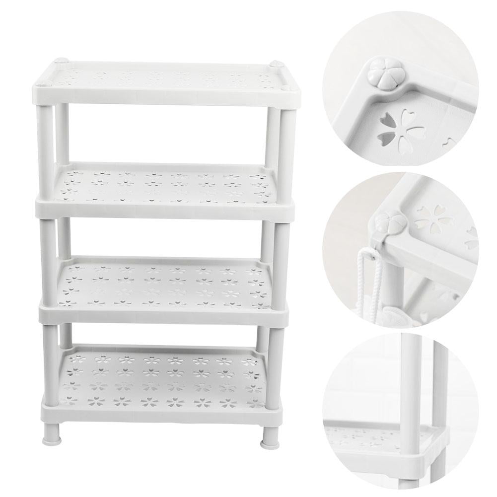 TOPINCN Bathroom Plastic Storage Rack Bathroom Square Shelf Storage
