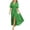 Green, variant on Women Solid Color V Neck Short Sleeve Wrap Maxi Dress Waist Tie Front Slit Elegant Flowy Boho Chic Casual Vacation Daily Summer Dress Red XL