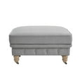 thumbnail image 2 of Rustic Manor Audriana Linen Cocktail Ottoman with Casters, Button Tufted, Light Grey, 36 x 25 x 20, 2 of 7