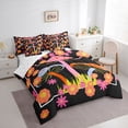 thumbnail image 3 of Homewish Country Fungus Mushroom 7 Pieces Bedding Comforter Set,Colorful Cartoon Flower Full Bedding Set,Orange Black Fitted Sheet Flat Sheet For Children,Breathable Home Decor Reversible, 3 of 8