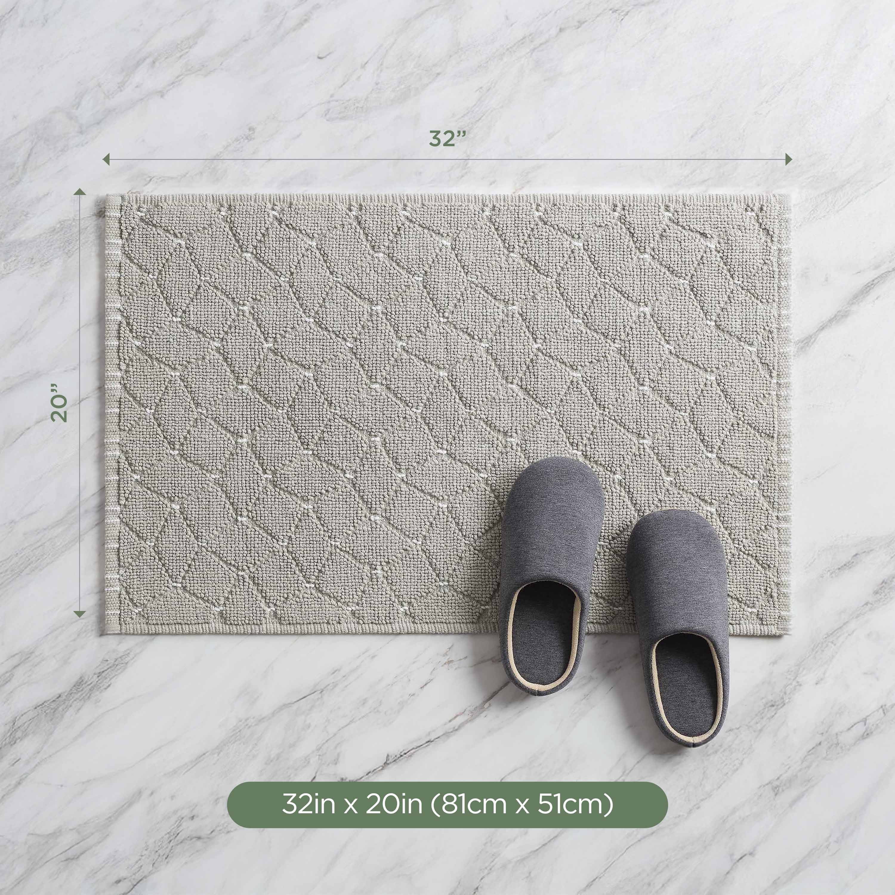 Martex Restore Geometric Cotton Bath Rug, 20" x 32", Diamond Grey