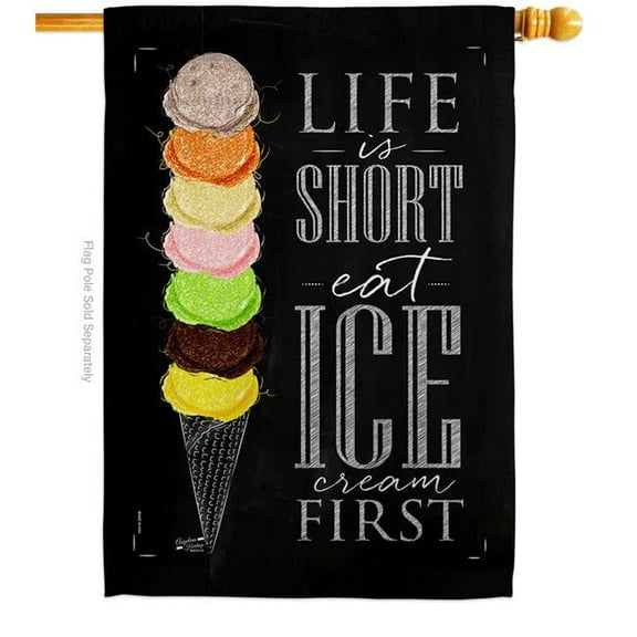 Angeleno Heritage H137279-BO Eat Ice Cream First Food Sweet 28 x 40 in. Double-Sided Decorative Vertical House Flags for Decoration Banner Garden Yard Gift