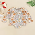 thumbnail image 3 of QJUHUNG Kid Baby Girls One Piece Swimsuit Long Sleeve Zipper Swimwear Ruffle Rashguard Bathing Suits Beachwear, 3 of 6