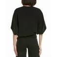 thumbnail image 2 of Gracia womens  Abstract Face Embroidered Puff Sleeve Top, s, Black, 2 of 3