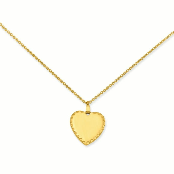 Gold Engraveable Heart Disc 18 Inch Necklace Pendant Charm Engravable