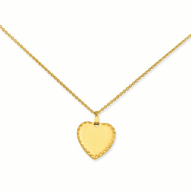 Gold Engraveable Heart Disc 18 Inch Necklace Pendant Charm Engravable