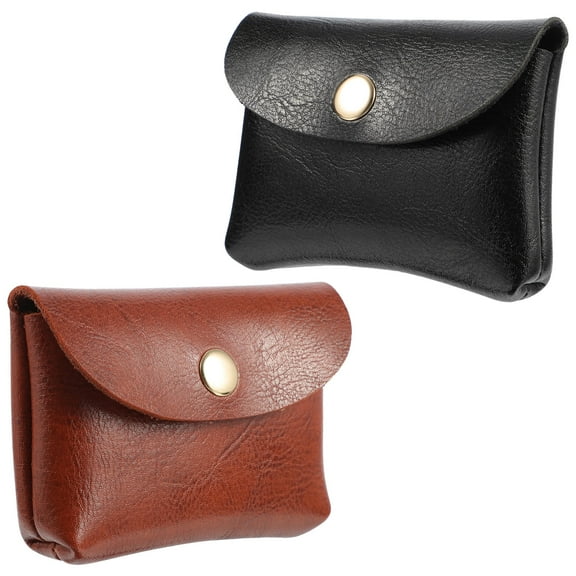 Mobutofu 2Pcs Coin Bags Fashionable Coin Bags Simple Design Black Brown Assorted Color For Men Women
