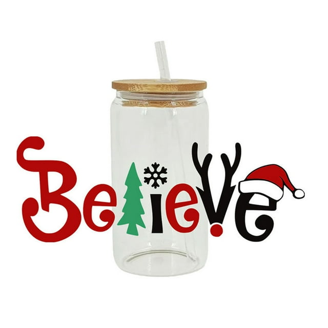 Christmas Heat Transfer Cup With Crystal Pattern