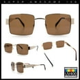 thumbnail image 2 of Hipster Rectangle Y2K Hustler Metal Rim Retro Fashion Sunglasses Gold - Brown, 2 of 7