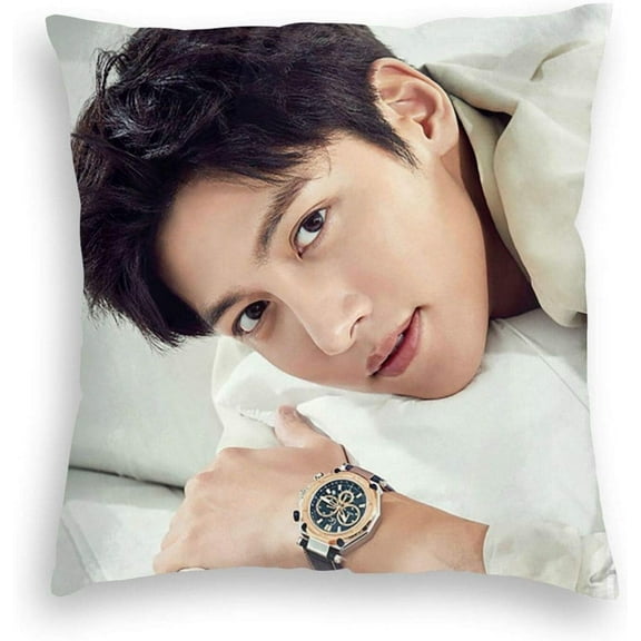 Ji Chang Wook Velvet Throw Pillow Cover Cozy Square Throw Pillow Case Home Decoration for Bed Couch Sofa Living Room Cushion Covers 18 inch X18 inch