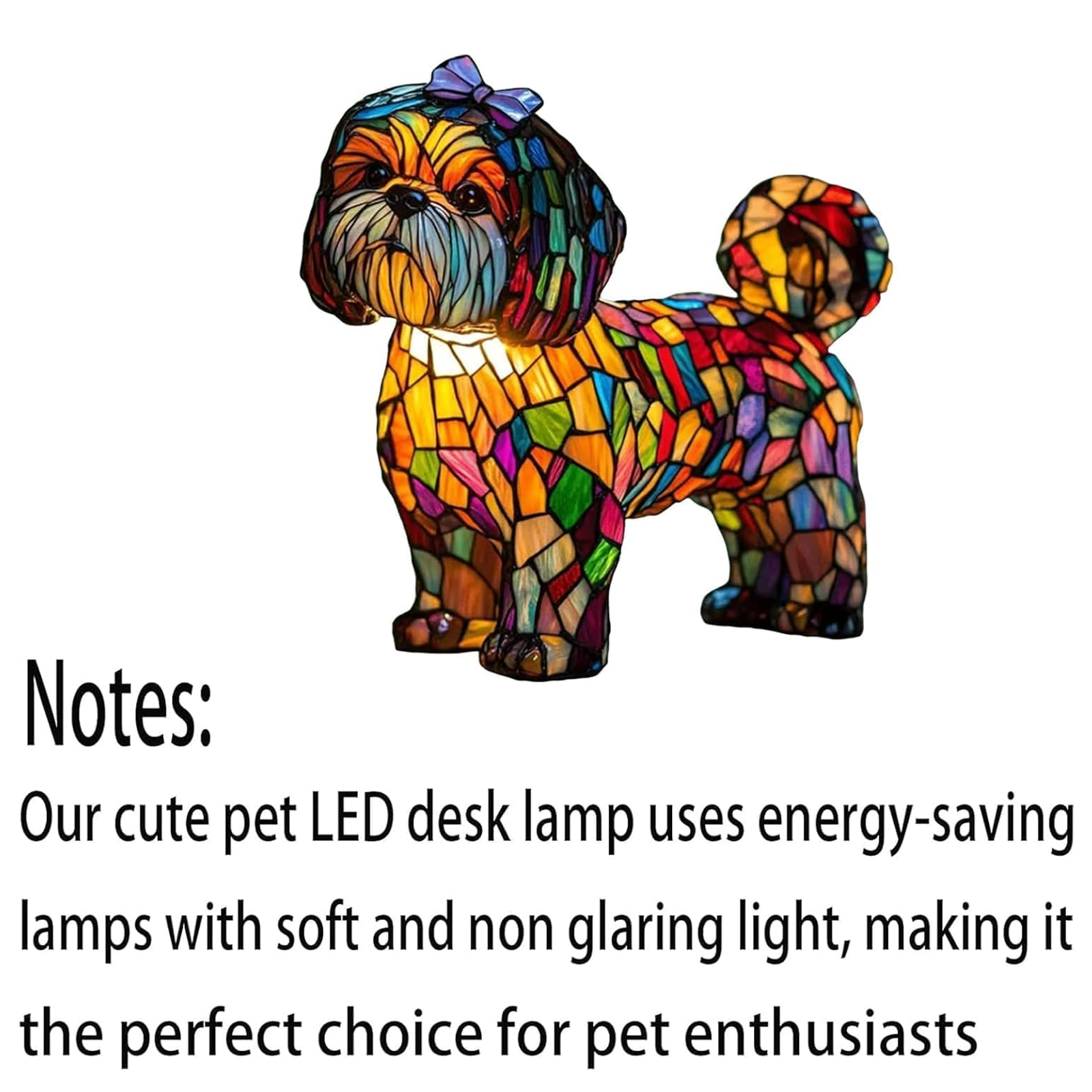 GITpooo Stained Glass Lamp,Dog Lamps Stained Glass Lamp,Cute Pet Dogs Themed LED Table Lamps,Stained Resin Tabletop Night Light,Dachshund Schnauzer Corgi Pug Boxer Dog