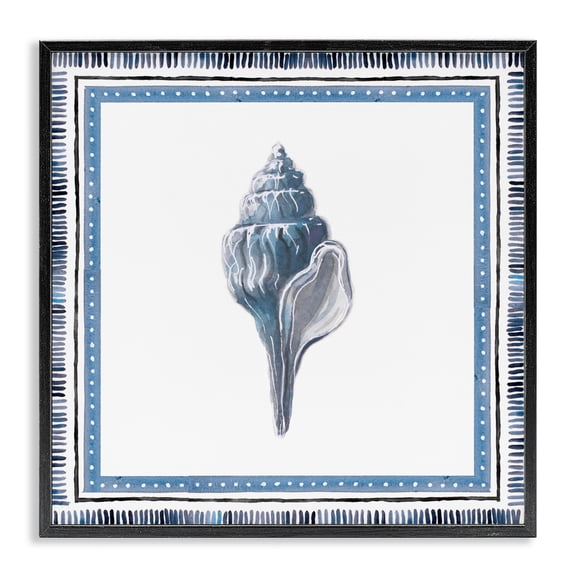 Stupell Industries Soft Blue Conch Shell Black Framed Giclee Art, design by Lanie Loreth