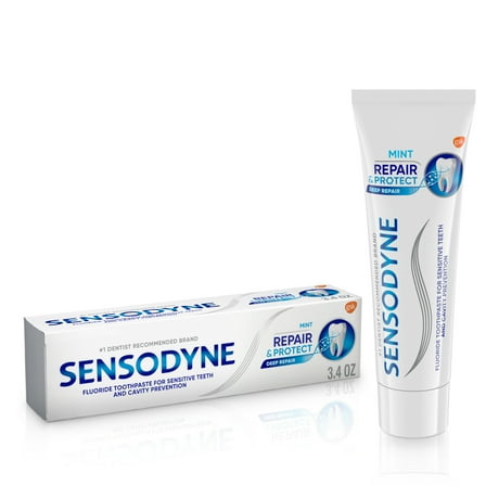 Sensodyne Repair and Protect Fluoride Toothpaste for Sensitive Teeth, Mint Flavor, 3.4 oz, for Adults