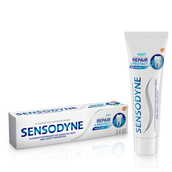 Sensodyne Repair and Protect Fluoride Toothpaste for Sensitive Teeth, Mint Flavor, 3.4 oz, for Adults