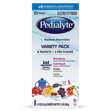 Pedialyte Electrolyte Powder, Electrolyte Drink, Variety Pack, Powder Sticks, 0.3 oz (Pack of 8)
