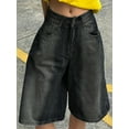 thumbnail image 2 of Women's Black Washed Denim Jeans Baggy Wide Leg Vintage Streetwear Style, 2 of 7