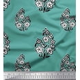 thumbnail image 1 of Soimoi Poly Georgette Fabric Leaves & Floral Block Printed Fabric 1 Yard 42 Inch Wide, 1 of 3