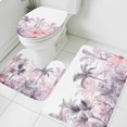 thumbnail image 3 of Pink Palm Tree Bath Mat 3 Piece Bathroom Rug Set, Forest Tropical Plants Flower Leaf Non Slip Bath Rug Contour Mat and Toilet Lid Cover, Absorbent Shower Mats Soft Bath Rugs and Mats Sets, 3 of 8