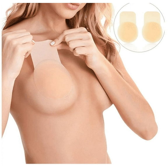 Reusable Adhesive Silicone Women Nipple Covers, Women Push up Breast Lift Pasties - Beige