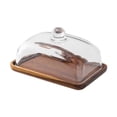 thumbnail image 4 of Soporte para tartas con cúpula de cristal, bandeja para tartas, mantequera, plato decorativo para postres. Madera de acacia, 4 of 9