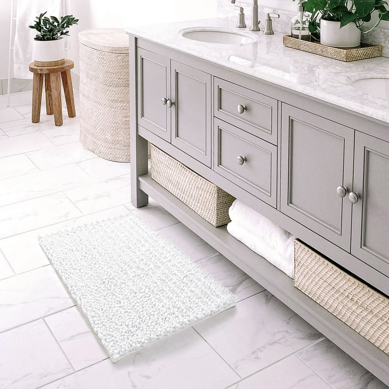 Slip-Resistant Shag Anna Chenille Soft Absorbent Bath Mat Bathroom