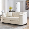 thumbnail image 2 of 59" Solid-Wood Mid-Century Modern Sofa, Mid-Century Modern Couch with Removable Cushions, Loveseat Sofa Couch with Foam Filling for Living & Office Spaces, Beige, 2 of 3