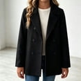 thumbnail image 6 of BXJX Girls Peacoats, Lapel Collar Casual Double Reasted Long Sleeve Kids Mid-length Outerwear Black Size 13-14 T, 6 of 8