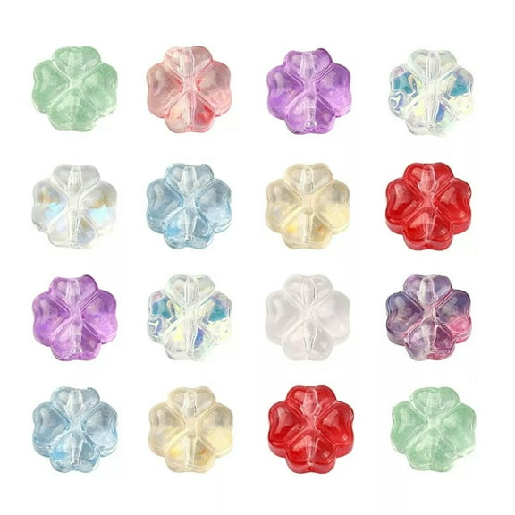 U8MO 100x Glass Crystal Bead Clover Leaf Spacer Beads for Jewelry Making DIY Findings