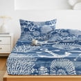thumbnail image 6 of Full Size Fitted Sheet Set - Navy Blue Coastal 3 Piece Bedding Sets 16" Deep Pocket Fitted Sheet with 2 Pillowcases Nautical Anchor Summer Beach Starfish Brushed Microfiber Hotel Luxury Bed Sheets, 6 of 9