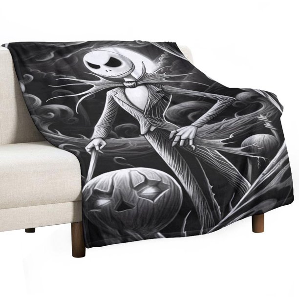 Manta de tela de superficie vertical súper suave de varios tamaños de Pesadilla antes de Navidad, acogedora y cálida, adecuada para cama, sofá, campamento, viajes, para todas las estaciones, liviana