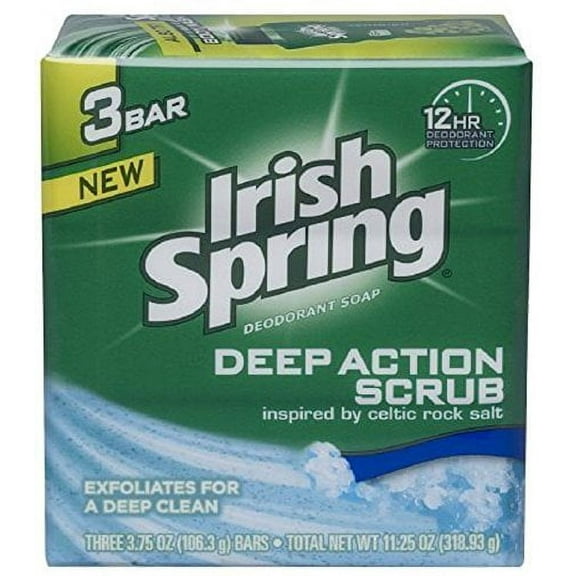 Irish Spring Active Scrub Deodorant Bar Soap (Pack of 4)