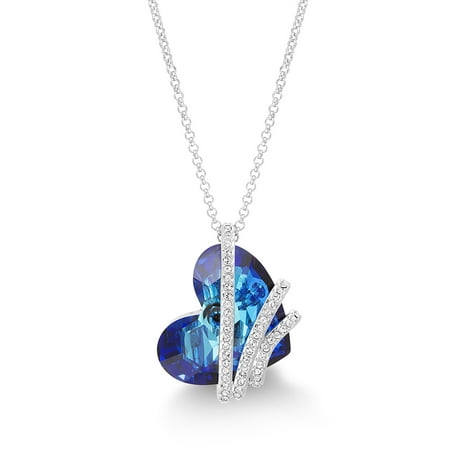 Facetted Heart - Faceted Crystal Sideways Heart Necklace made with Swarovski Crystals