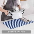 thumbnail image 4 of Placemats for Dinning Table Set of 8, Dark Blue Striped Modern Beige Geometric Country Burlap Kitchen Place Mats Waterproof Cloth Table Mats, Indoor Outdoor Placemats Easy Clean Dinner Decor, 4 of 8