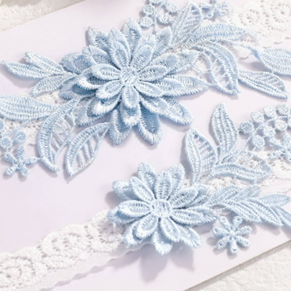AUQ Garters for Bride,3D Flower Design Wedding Garter for Bride,High Elasticity, Comfortable Fit Anti-Slip Leg Ring Structure Garter,Blue