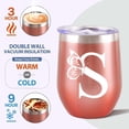 thumbnail image 4 of Initial Tumbler, Monogrammed Gifts for Women, 12oz Stainless Steel Monogram Tumbler Wine Coffee Mug with Lid for Birthday Gifts, Personalized Drinking Cup for Family Friend Sister.(Rose Gold/S), 4 of 5